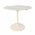 Guest Room 36 in. Enzo Round Marble Top Dining Table White Top with White Base GU3288219